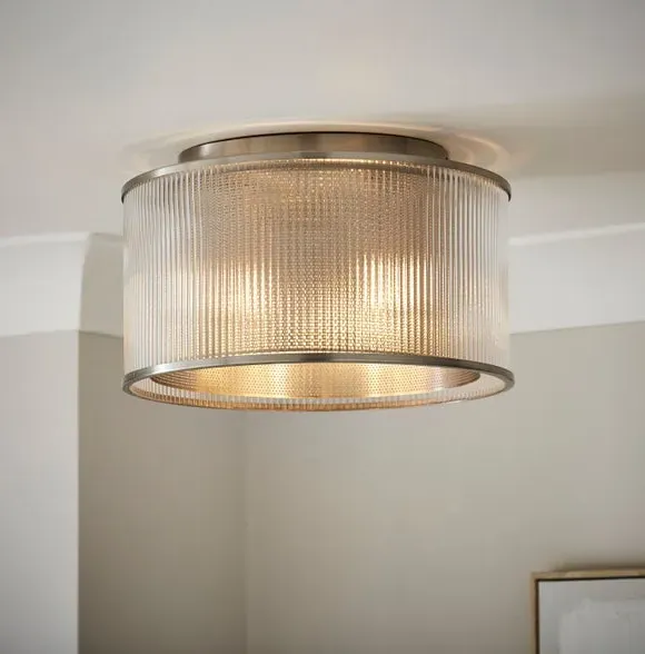 Flush Ceiling Light with Mesh Detail - Chrome, Glass