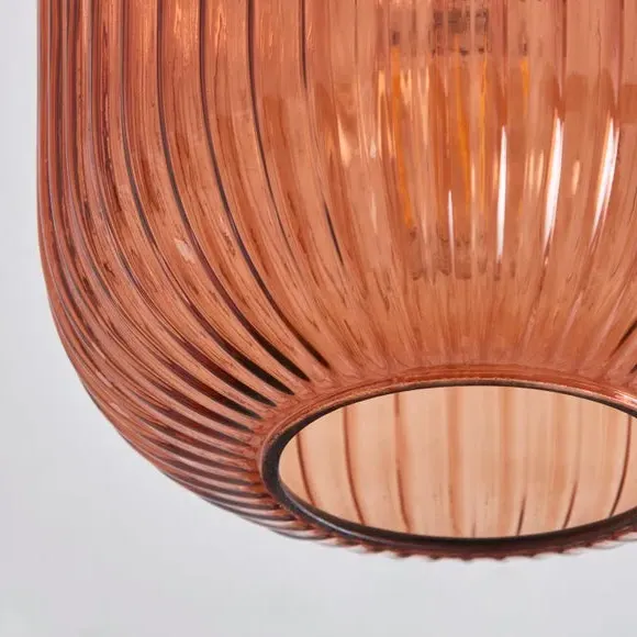 Flush Ceiling Light with Ribbed Glass - Amber