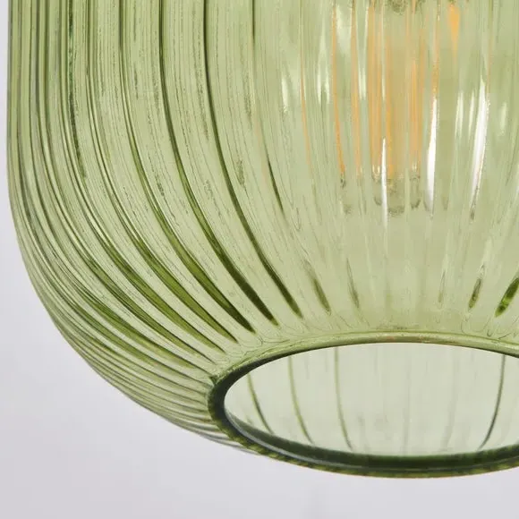 Flush Ceiling Light with Ribbed Glass - Emerald