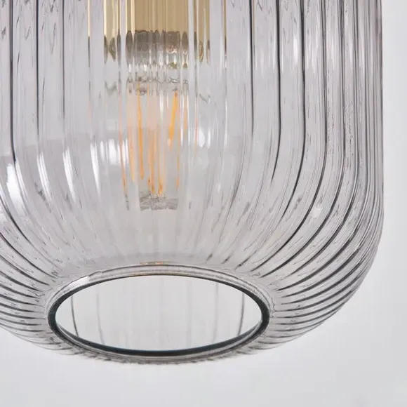 Flush Ceiling Light with Ribbed Glass - Navy