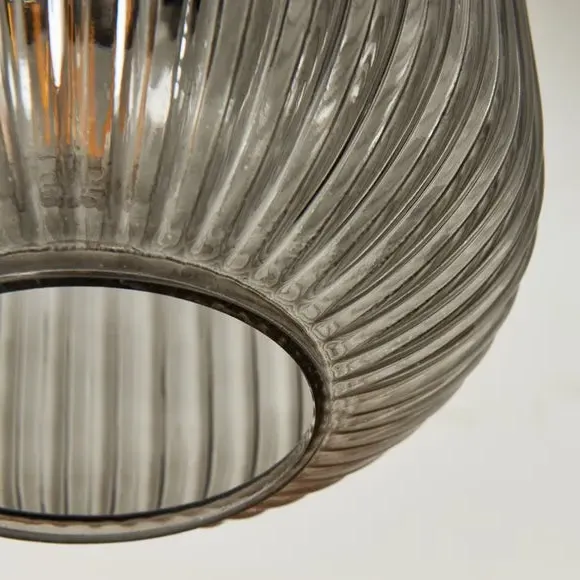 Flush Ceiling Light with Ribbed Glass - Smoke