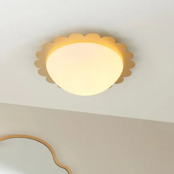 Flush Ceiling Light with Scalloped Edge - Gold image