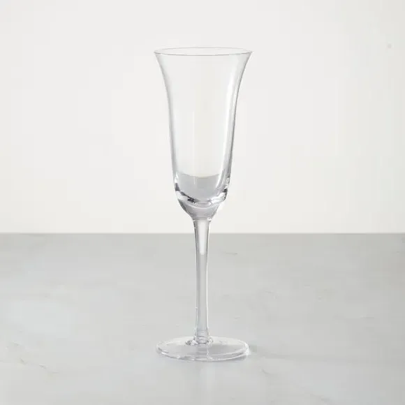 Flute Glass with Long Stem - Clear Glass image