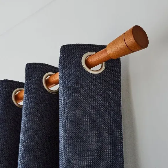 Fluted Curtain Pole Kit - Dark Oak, FSC Wood