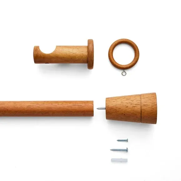 Fluted Curtain Pole Kit - Dark Oak, FSC Wood