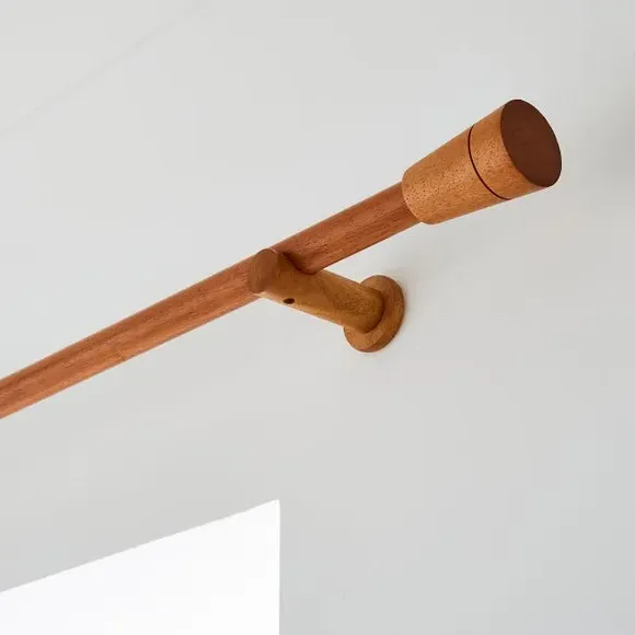 Fluted Curtain Pole Kit - Dark Oak, FSC Wood image