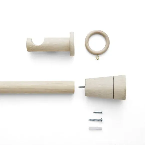 Fluted Curtain Pole Kit - Grey Oak, FSC Wood