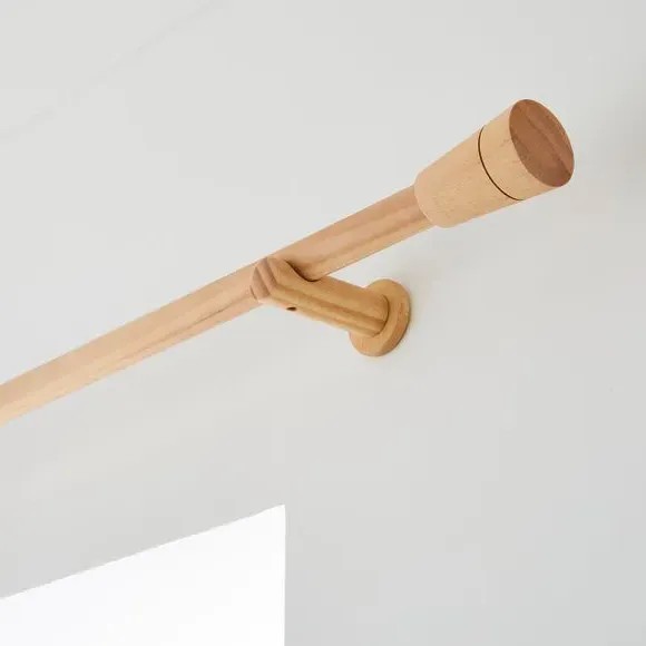 Fluted Curtain Pole Kit - Light Oak, FSC Wood