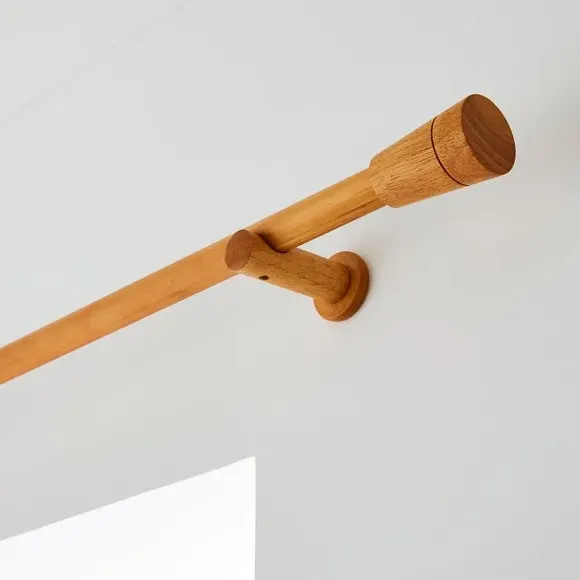 Fluted Curtain Pole Kit - Waxed Oak, FSC Wood