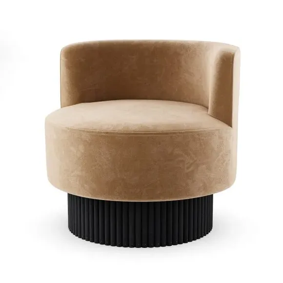 Fluted Occasional Chair - Caramel, Velvet