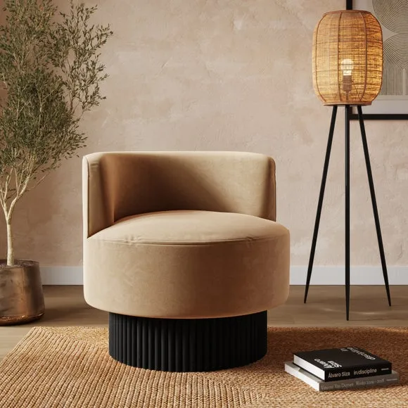 Fluted Occasional Chair - Caramel, Velvet image