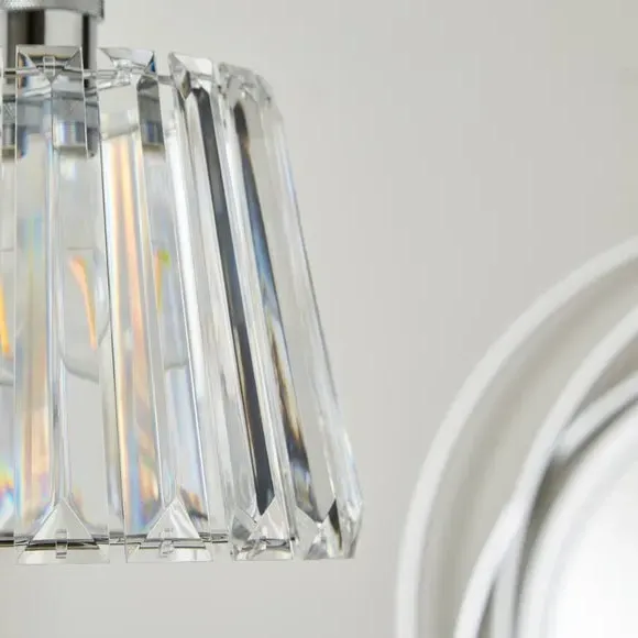 Fluted Pendant Shade Easy Fit - Silver, Crystal