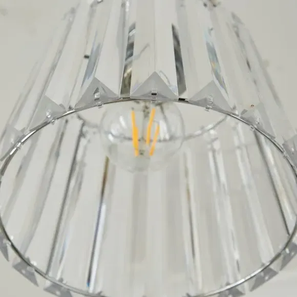 Fluted Pendant Shade Easy Fit - Silver, Crystal