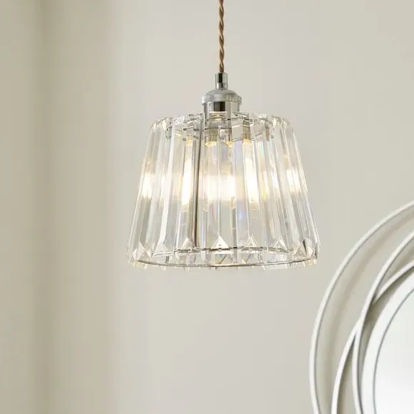 Fluted Pendant Shade Easy Fit - Silver, Crystal image