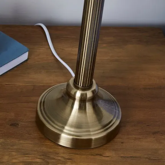Fluted Table Lamp Base - Antique Brass