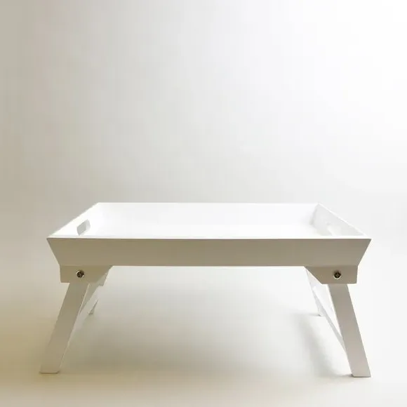 Foldable Breakfast Tray with Handles - White, Wood image