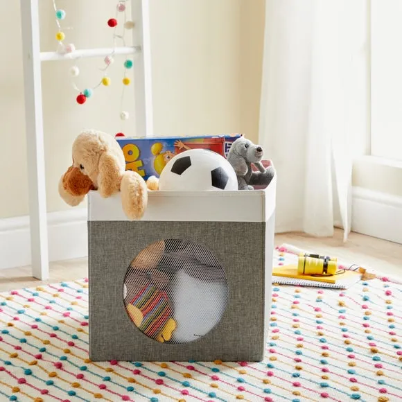 Foldable Storage Box with Mesh Window - Grey image