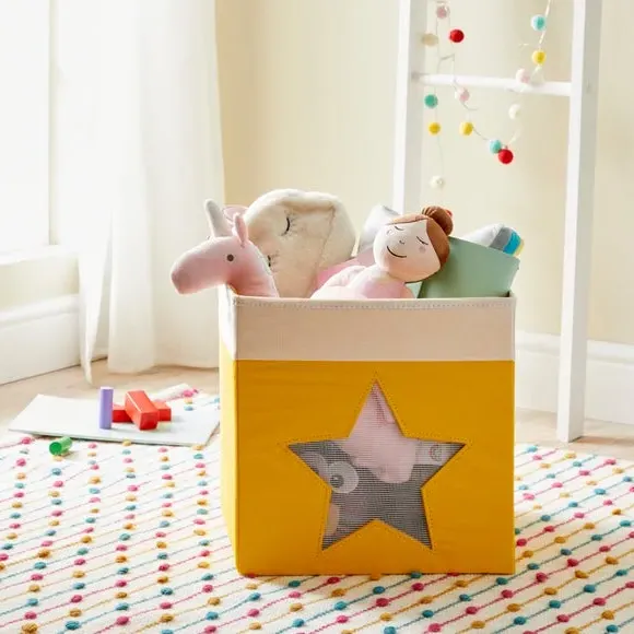 Foldable Storage Box with Mesh Window - Ochre image
