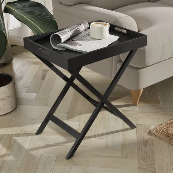 Foldable Tray Table with Removable Top - Black