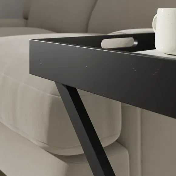 Foldable Tray Table with Removable Top - Black