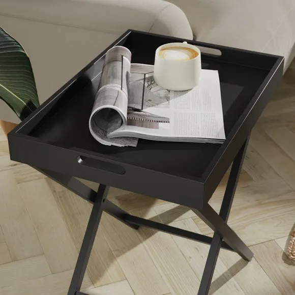 Foldable Tray Table with Removable Top - Black