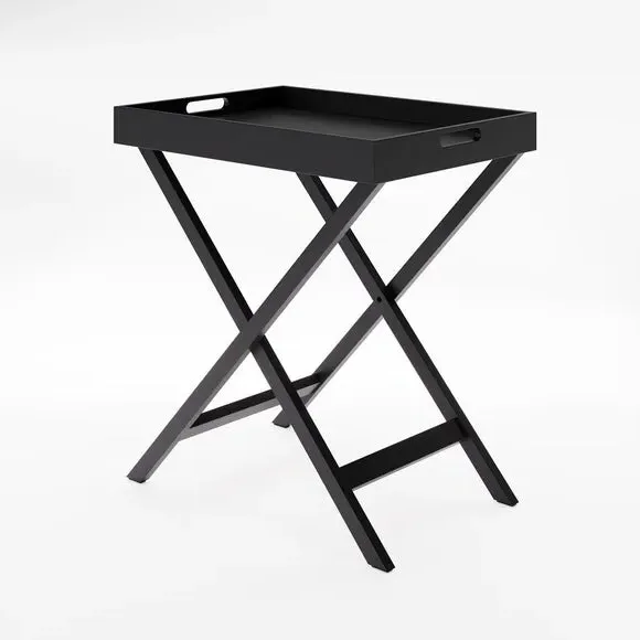 Foldable Tray Table with Removable Top - Black