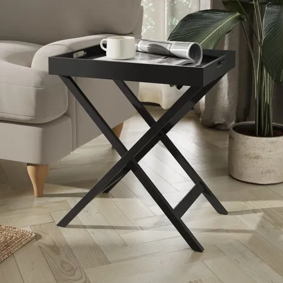 Foldable Tray Table with Removable Top - Black image