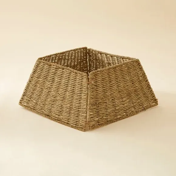 Folding Christmas Tree Skirt - Natural, Seagrass