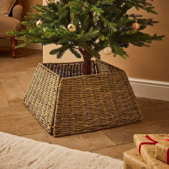 Folding Christmas Tree Skirt - Natural, Seagrass image