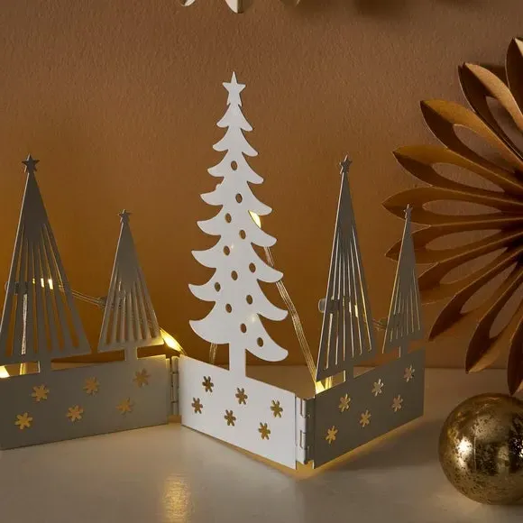 Folding Snow Scene Light - White, Metal