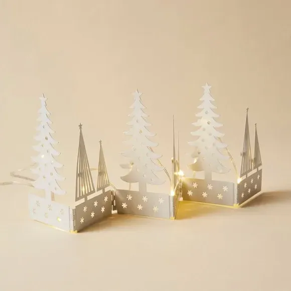 Folding Snow Scene Light - White, Metal