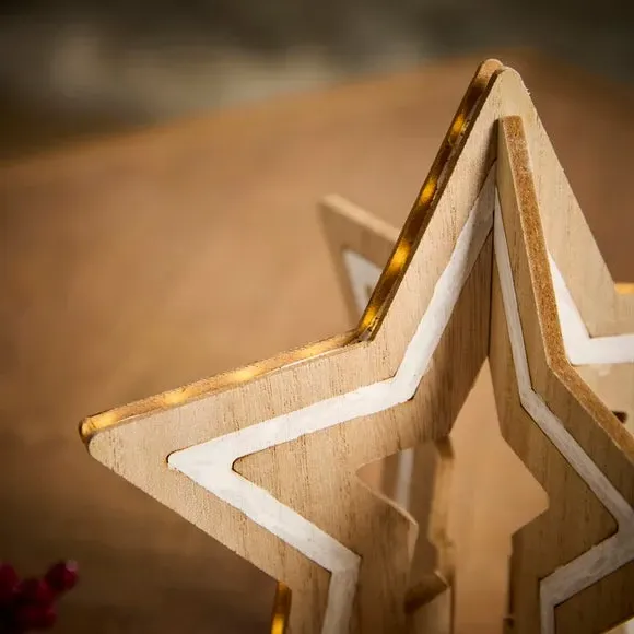 Folding Star Light Decoration - Brown, Wood