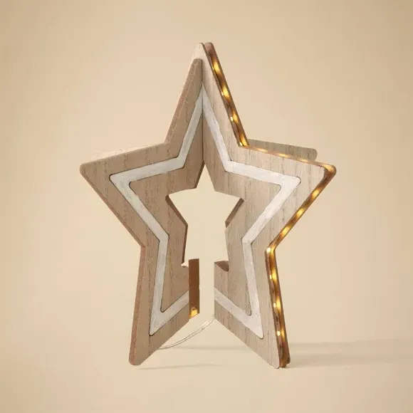 Folding Star Light Decoration - Brown, Wood
