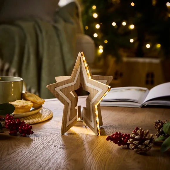 Folding Star Light Decoration - Brown, Wood image