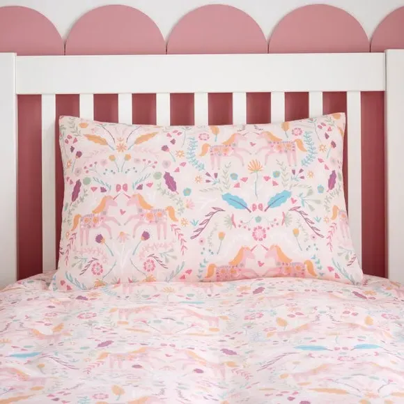 Folk Horse Quilt Cover Set - Multicolor, Cotton
