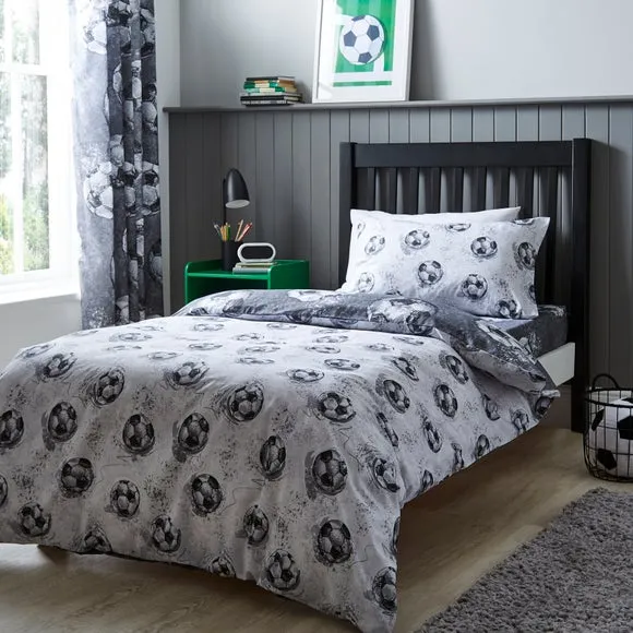 Football Duvet Cover Set - Grey, Polycotton
