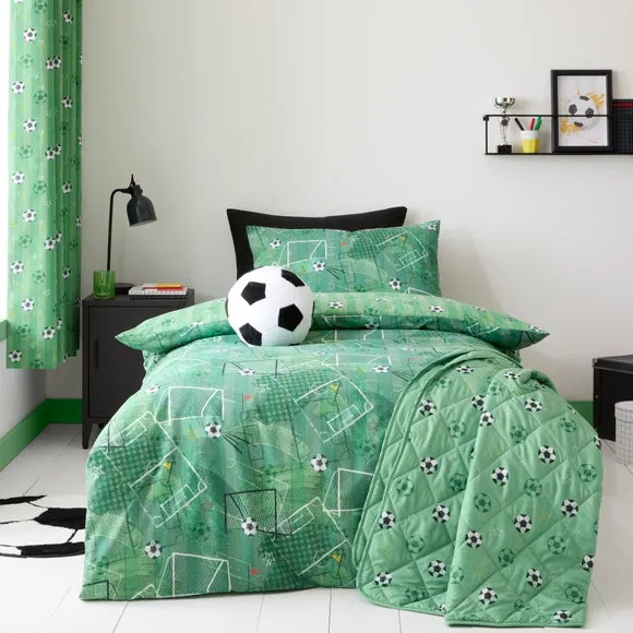 Football Pitch Duvet Cover Set - Green, Cotton image