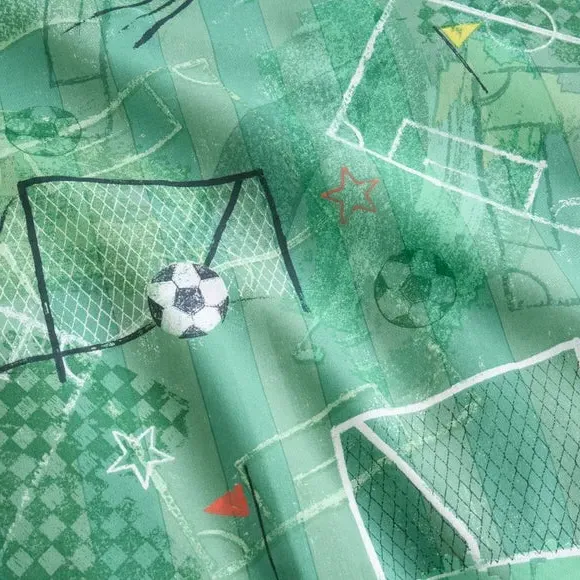 Football Pitch Duvet Cover Set - Green, Cotton