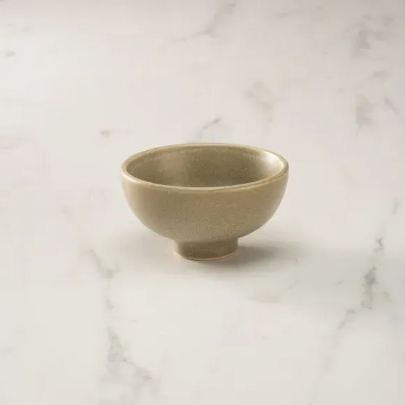 Footed Dip Bowl - Green, Stoneware image