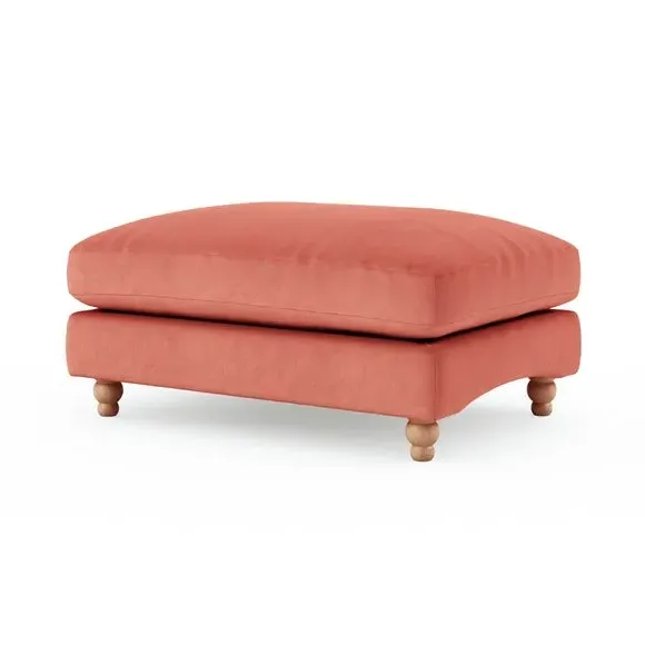 Footstool with Fibre Filling - Coral, Velvet