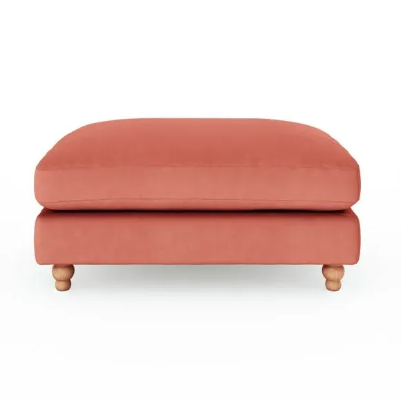 Footstool with Fibre Filling - Coral, Velvet