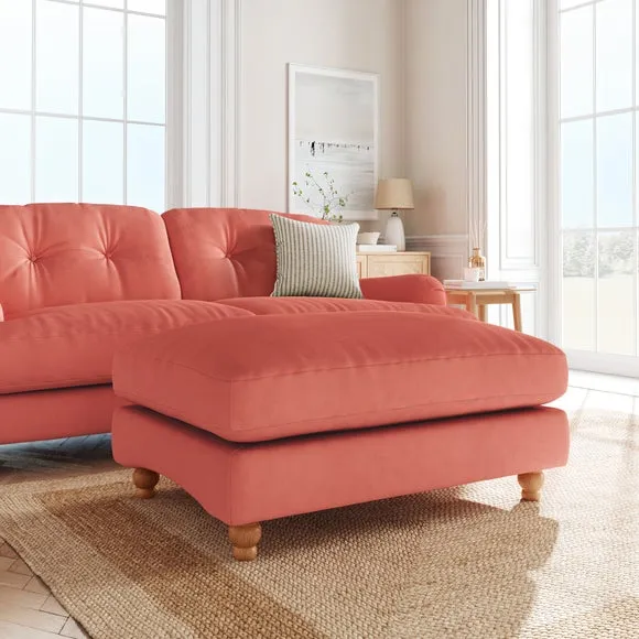 Footstool with Fibre Filling - Coral, Velvet image