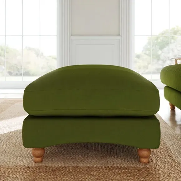 Footstool with Fibre Filling - Olive, Velvet