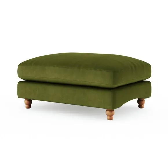 Footstool with Fibre Filling - Olive, Velvet