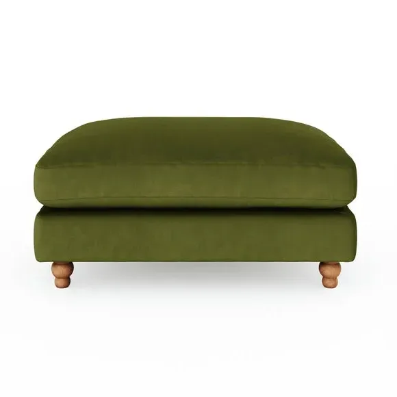 Footstool with Fibre Filling - Olive, Velvet