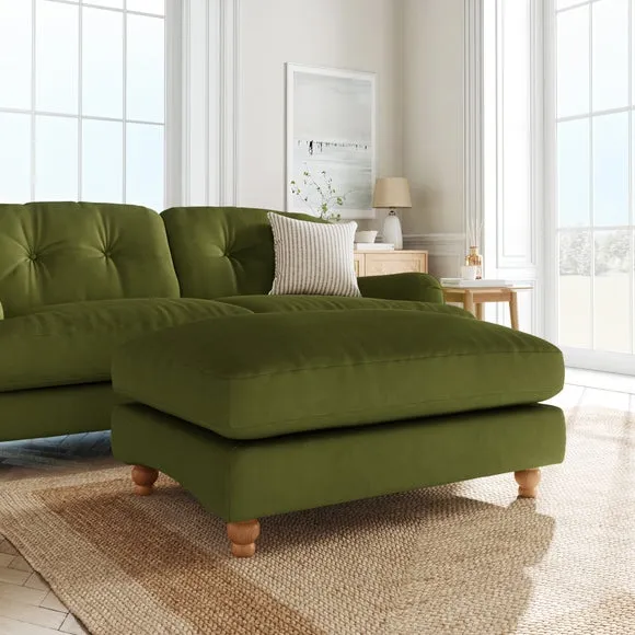 Footstool with Fibre Filling - Olive, Velvet