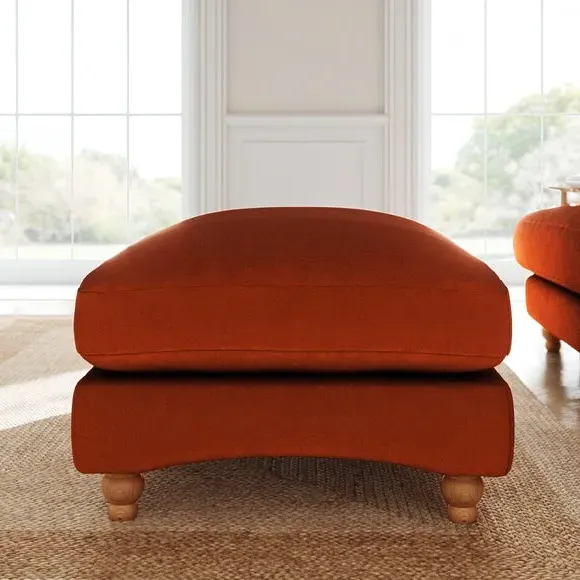 Footstool with Fibre Filling - Orange, Velvet