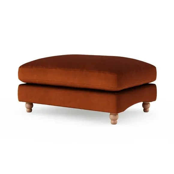 Footstool with Fibre Filling - Orange, Velvet