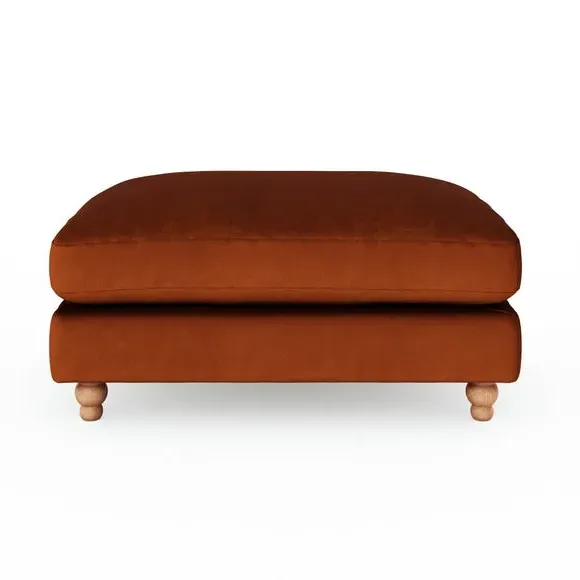 Footstool with Fibre Filling - Orange, Velvet