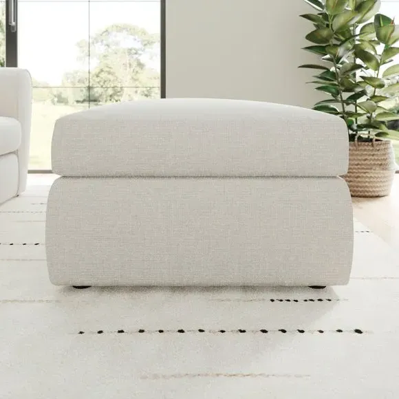 Footstool with Foam Cushions - Natural, Chenille